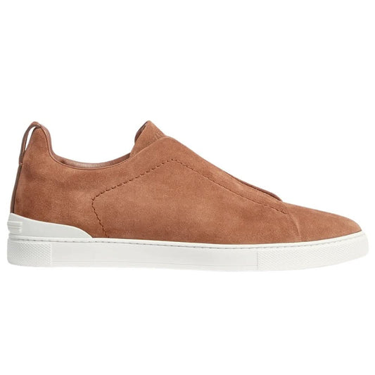 Zegna Triple Stich leather sneakers "Tobacco" - kickpit