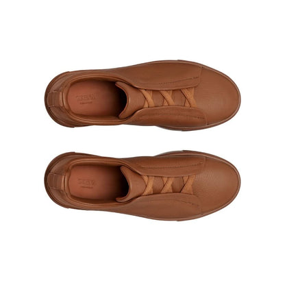 Zegna Triple Stich leather sneakers "Vicuna" - kickpit