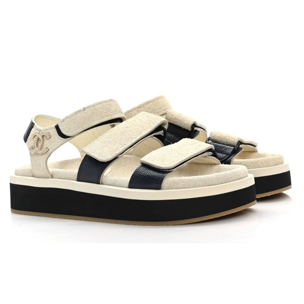 CHANEL Suede Calfskin Velcro "Ivory" - kickpit