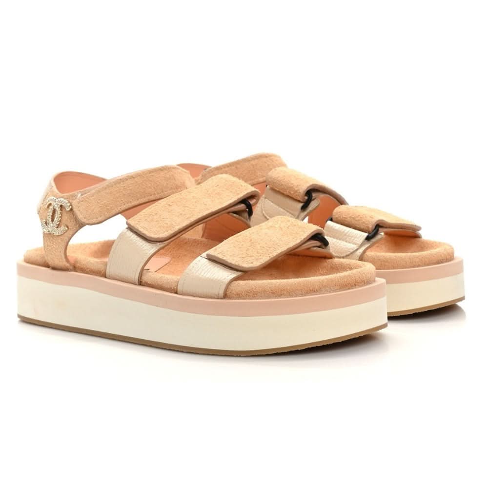 CHANEL Suede Calfskin Velcro "Beige" - kickpit