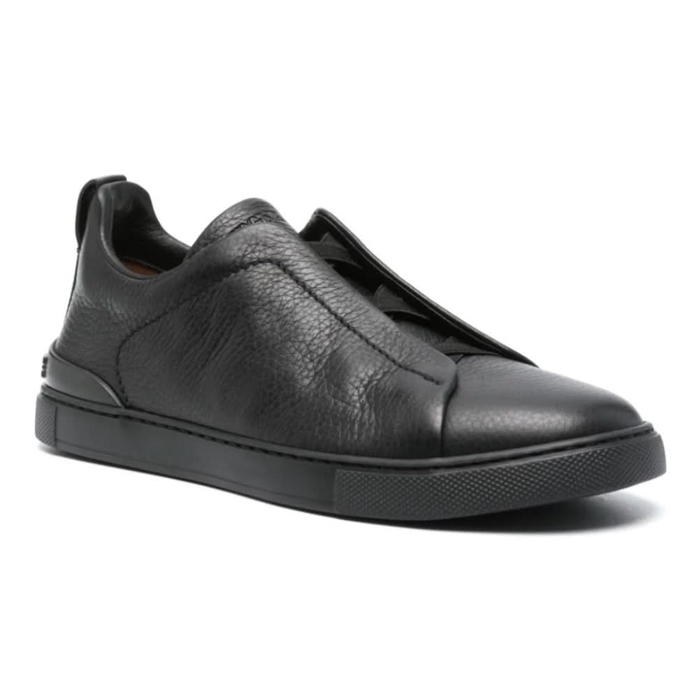 Zegna Triple Stich leather sneakers "Black" - kickpit