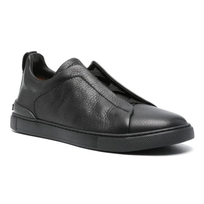 Zegna Triple Stich leather sneakers "Black" - kickpit