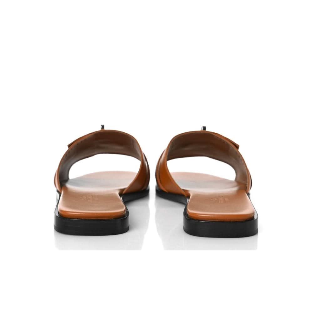 HERMES Calfskin Giulia Sandals Naturel 'Brown' - kickpit