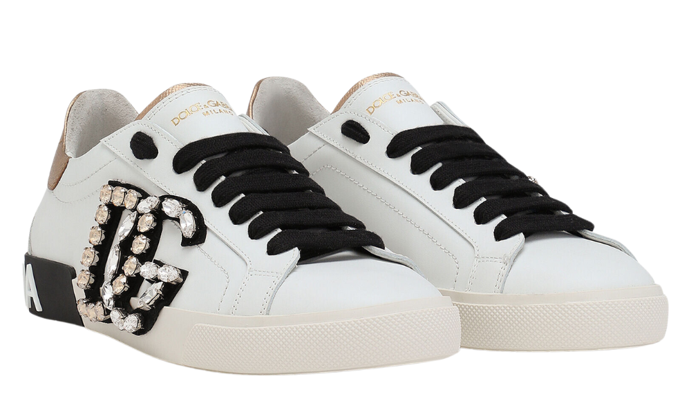 DOLCE & GABBANA  Portofino vintage calfskin sneakers "White"