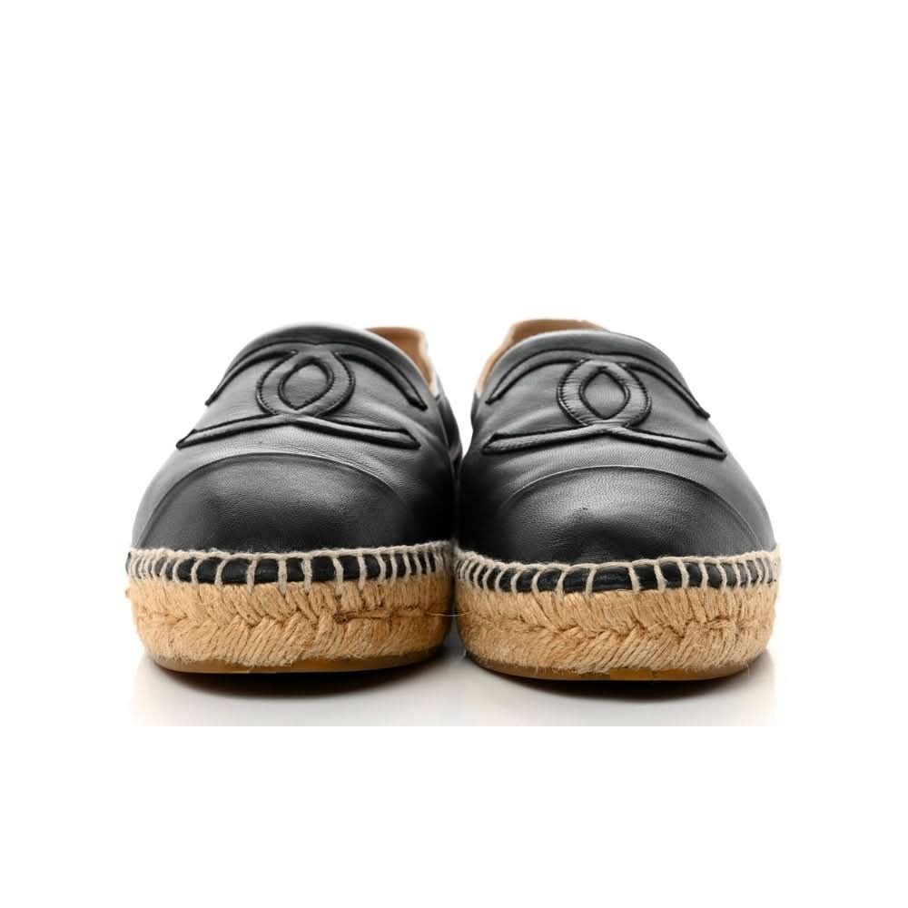 CHANEL Lambskin CC Espadrilles 38 'Black' - kickpit