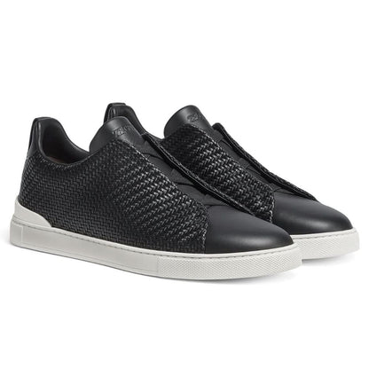 Zegna Pelletessuta Leather Triple Stitch "Black" - kickpit