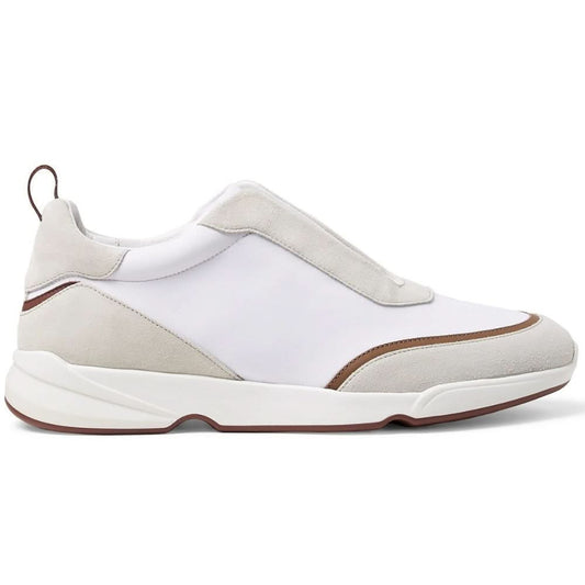 LORO PIANA Modular Walk Aqua Light Leather-trimmed Shell And Suede Sneakers In White - kickpit