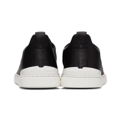 ZEGNA Black Leather Triple Stitch Sneakers - kickpit