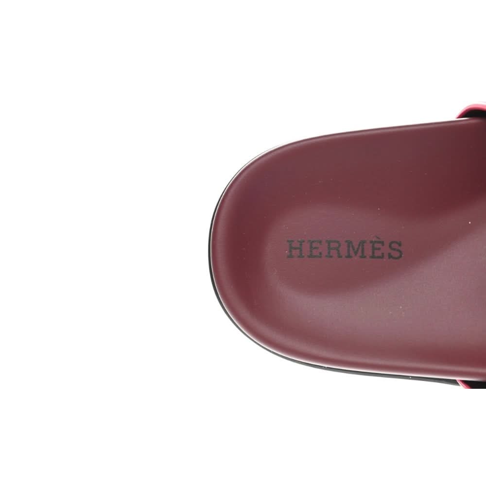 HERMES Suede Goatskin Womens Chypre Sandals 36 Rouge Marsala - kickpit