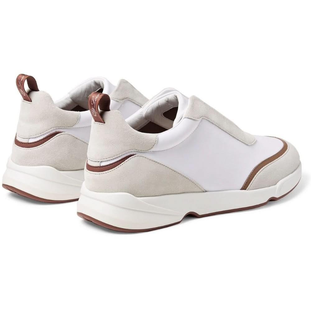 LORO PIANA Modular Walk Aqua Light Leather-trimmed Shell And Suede Sneakers In White - kickpit