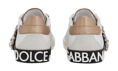 DOLCE & GABBANA  Portofino vintage calfskin sneakers "White"