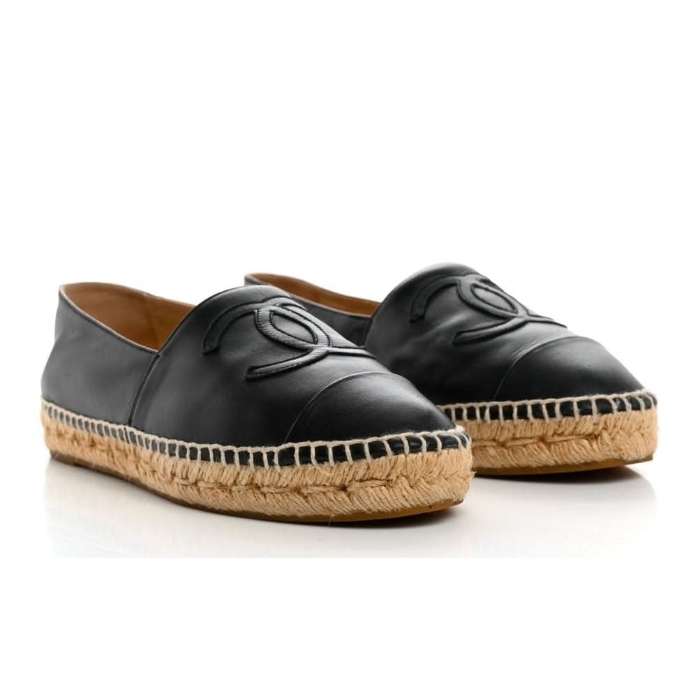 CHANEL Lambskin CC Espadrilles 38 'Black' - kickpit