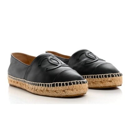 CHANEL Lambskin CC Espadrilles 38 'Black' - kickpit