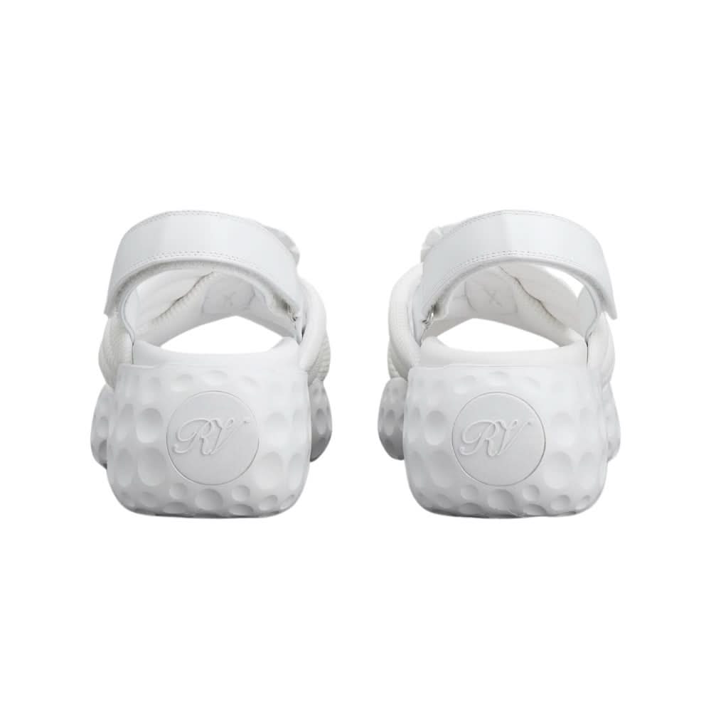 Roger Vivier Viv' Run Light Strass Buckle Sandals in Fabric 'White' - kickpit