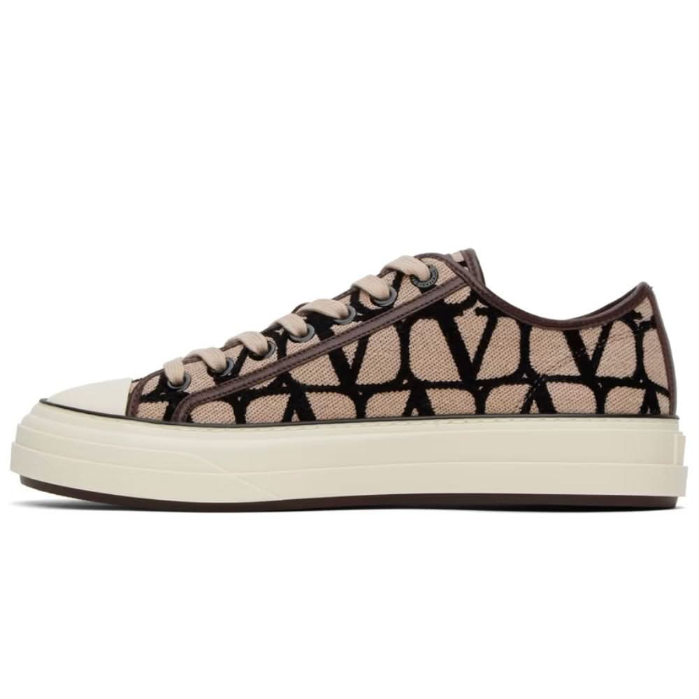 Valentino Garavani Beige & Black Totaloop Sneaker - kickpit