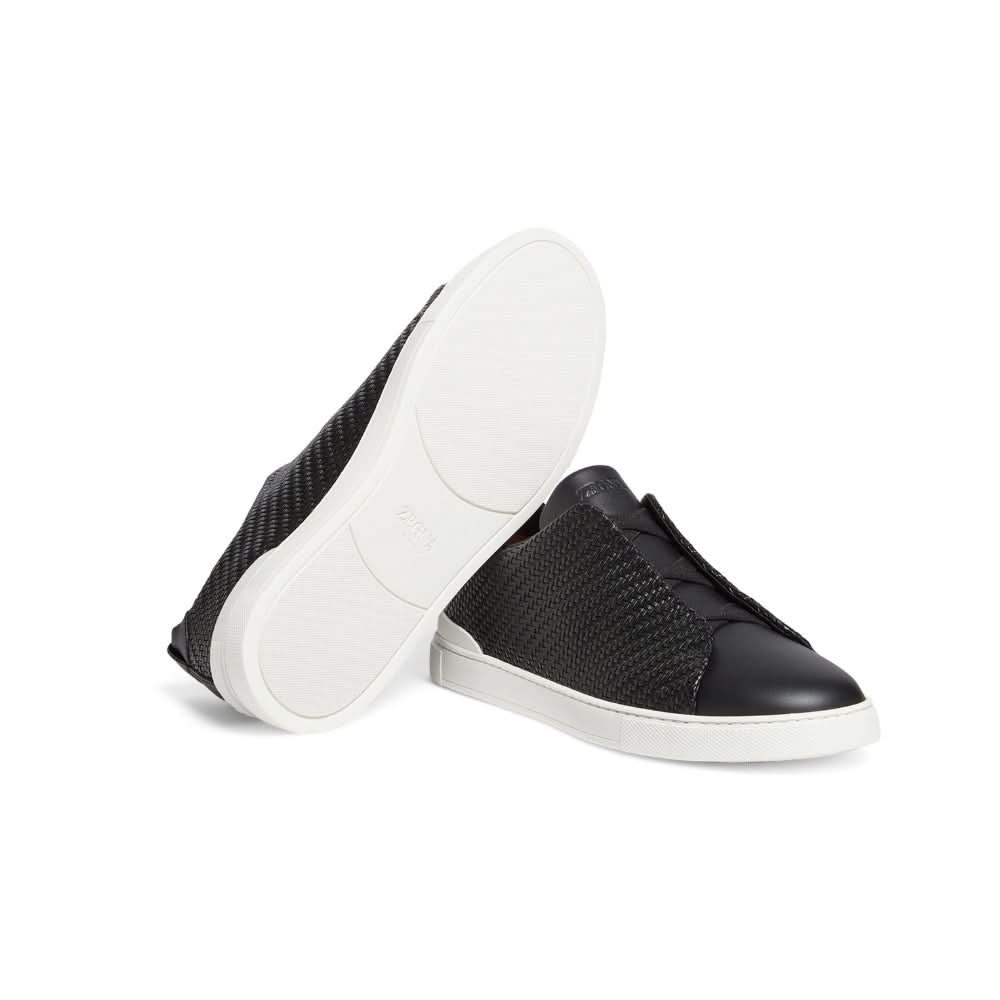 Zegna Pelletessuta Leather Triple Stitch "Black" - kickpit