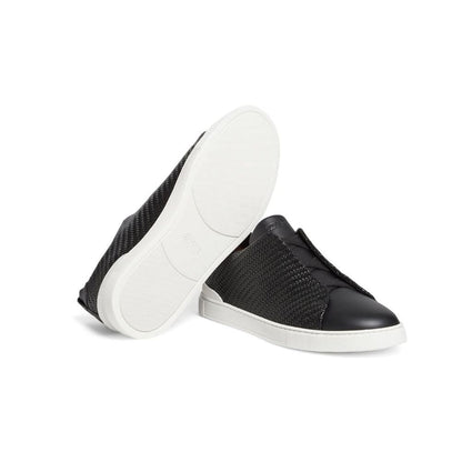 Zegna Pelletessuta Leather Triple Stitch "Black" - kickpit