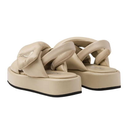 Prada triangle-logo padded sandals "Beige" - kickpit