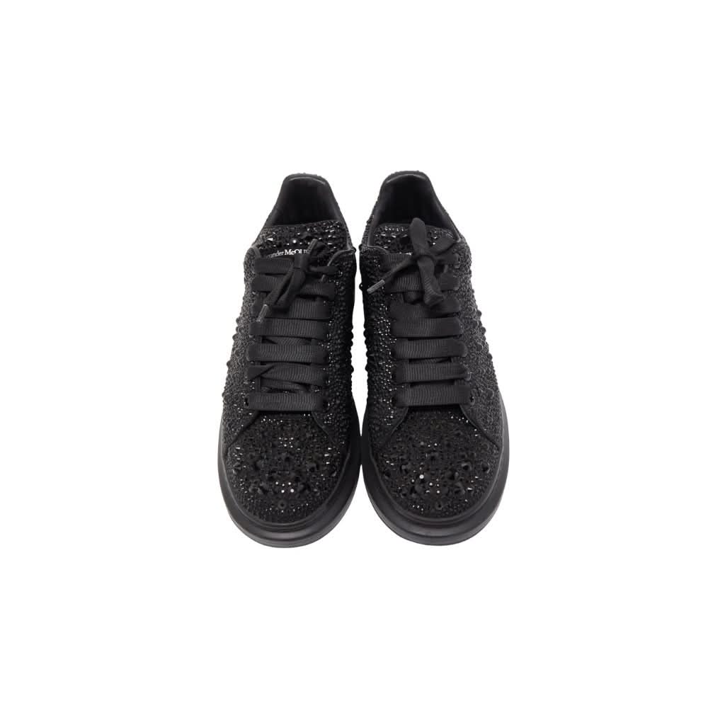 Alexander McQueen oversized Black Crystal Embellished Leather Oversized Sneakers - kickpit
