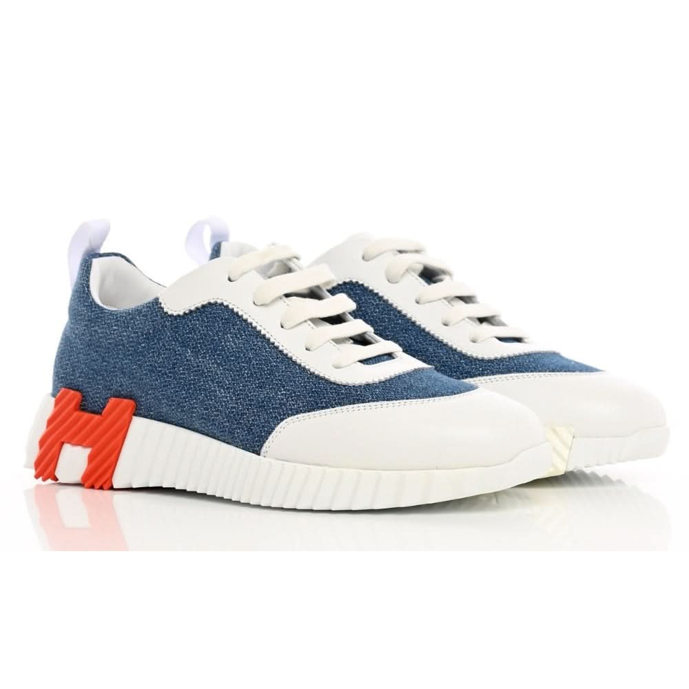 Hermès Denim Suede Goatskin Bouncing  "Bleu Clair White" - kickpit