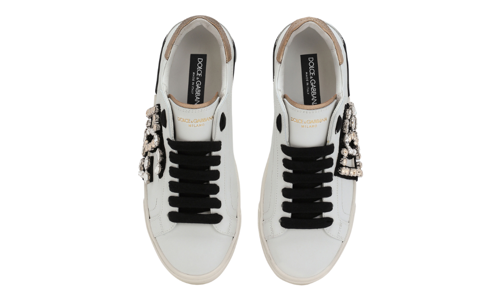 DOLCE & GABBANA  Portofino vintage calfskin sneakers "White"