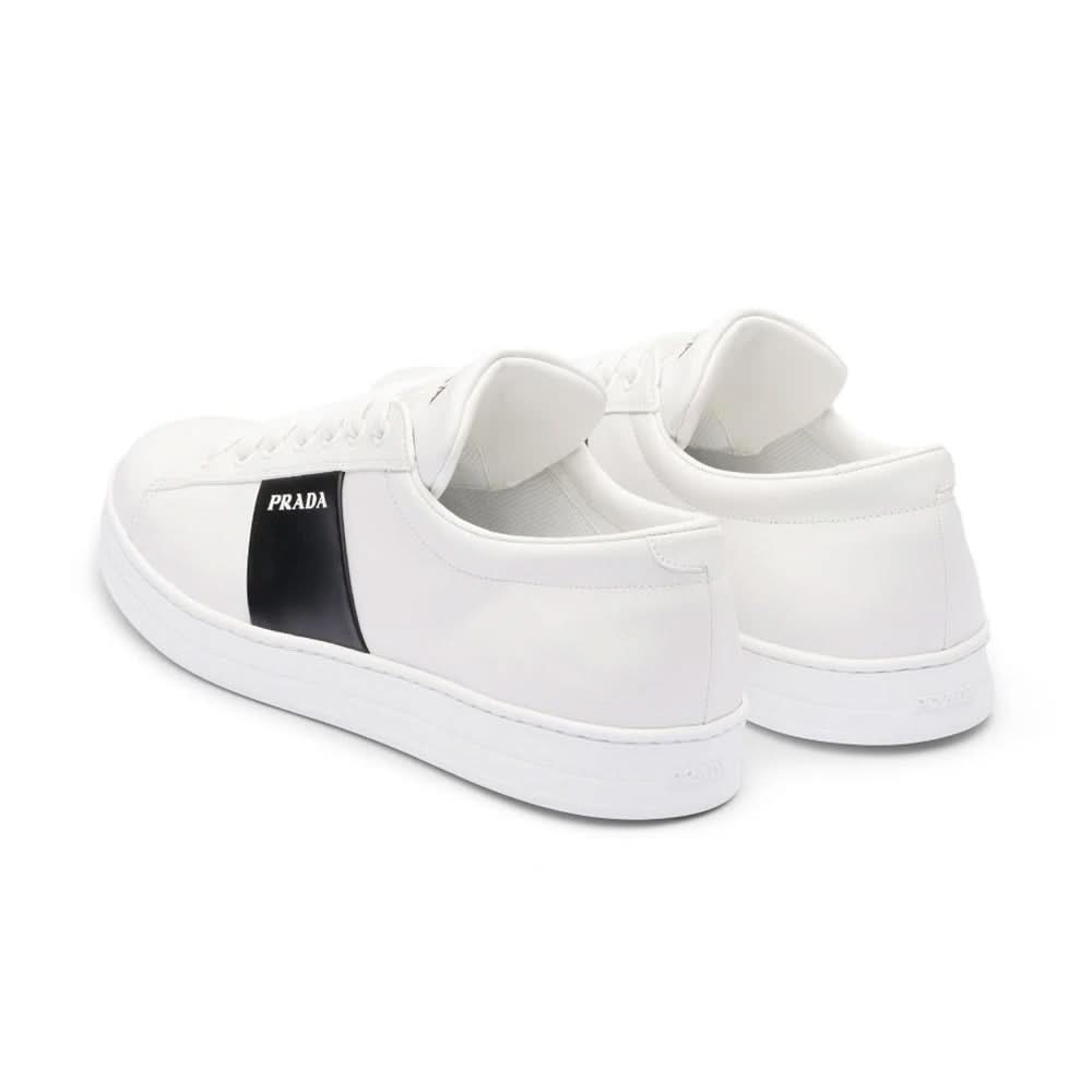 Prada brushed leather sneakers 'White Black' - kickpit