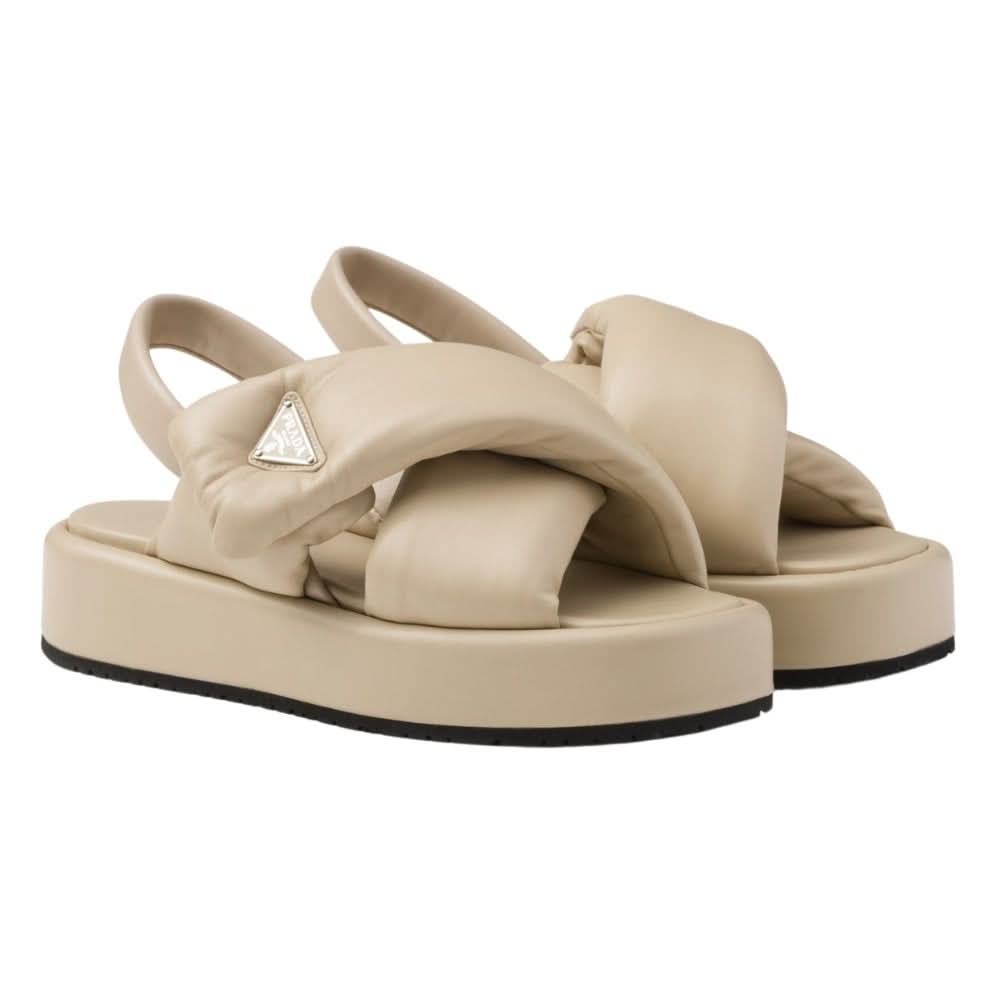 Prada triangle-logo padded sandals "Beige" - kickpit