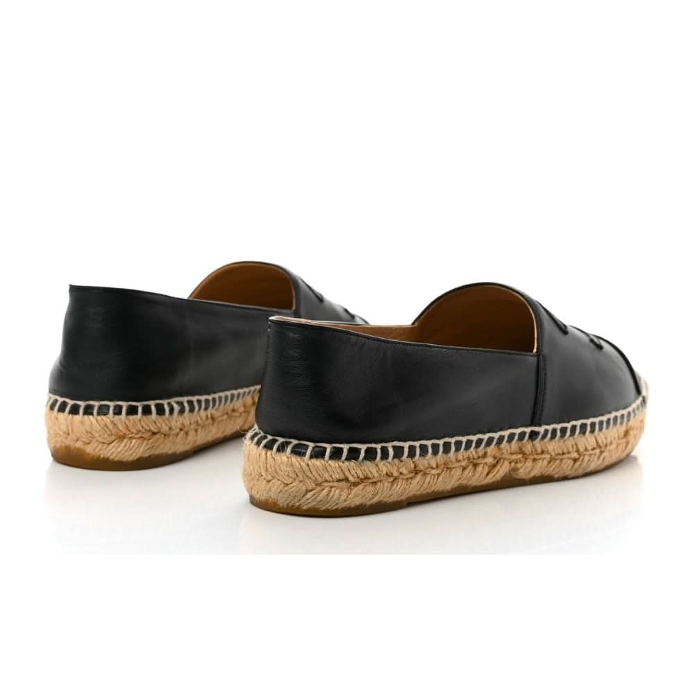 CHANEL Lambskin CC Espadrilles 38 'Black' - kickpit