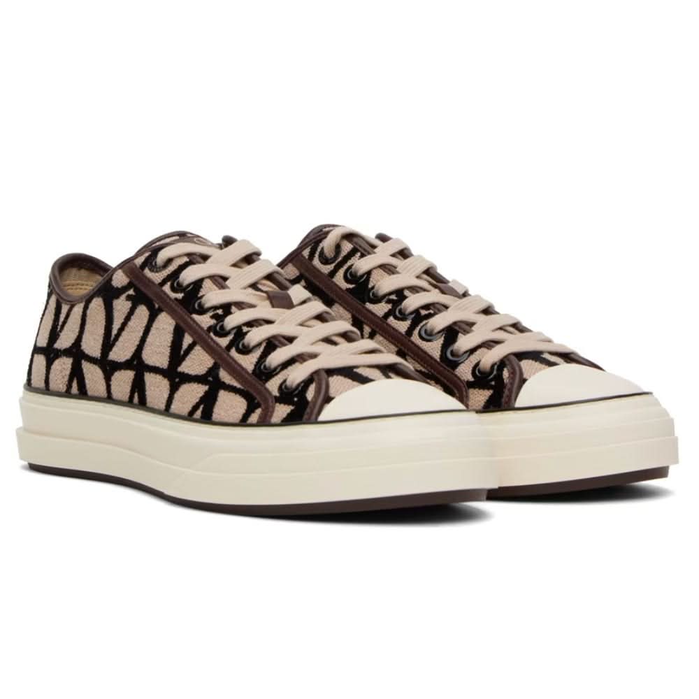 Valentino Garavani Beige & Black Totaloop Sneaker - kickpit