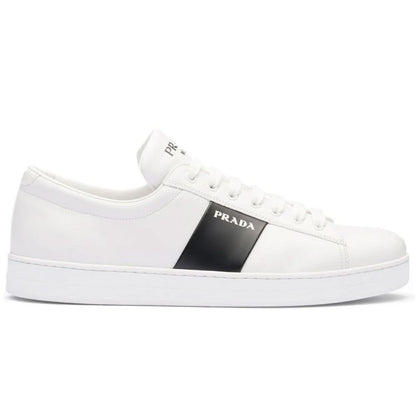 Prada brushed leather sneakers 'White Black' - kickpit