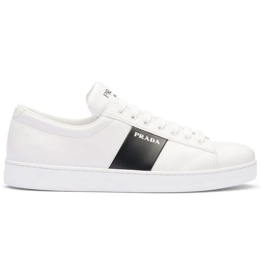 Prada brushed leather sneakers 'White Black' - kickpit