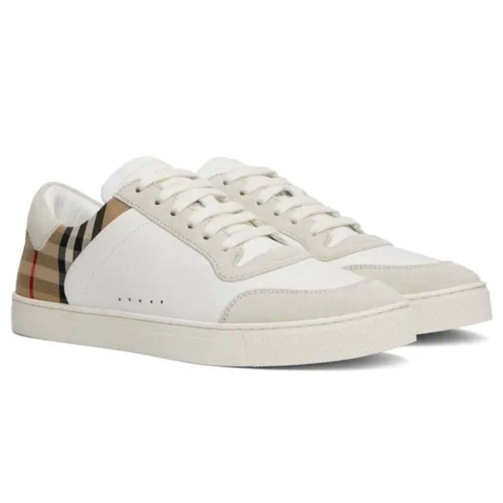 Burberry Check Panelled Sneakers 'Natural White Archive Beige' - kickpit