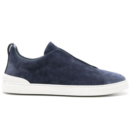 Zegna Triple Stitch suede sneakers "Blue" - kickpit
