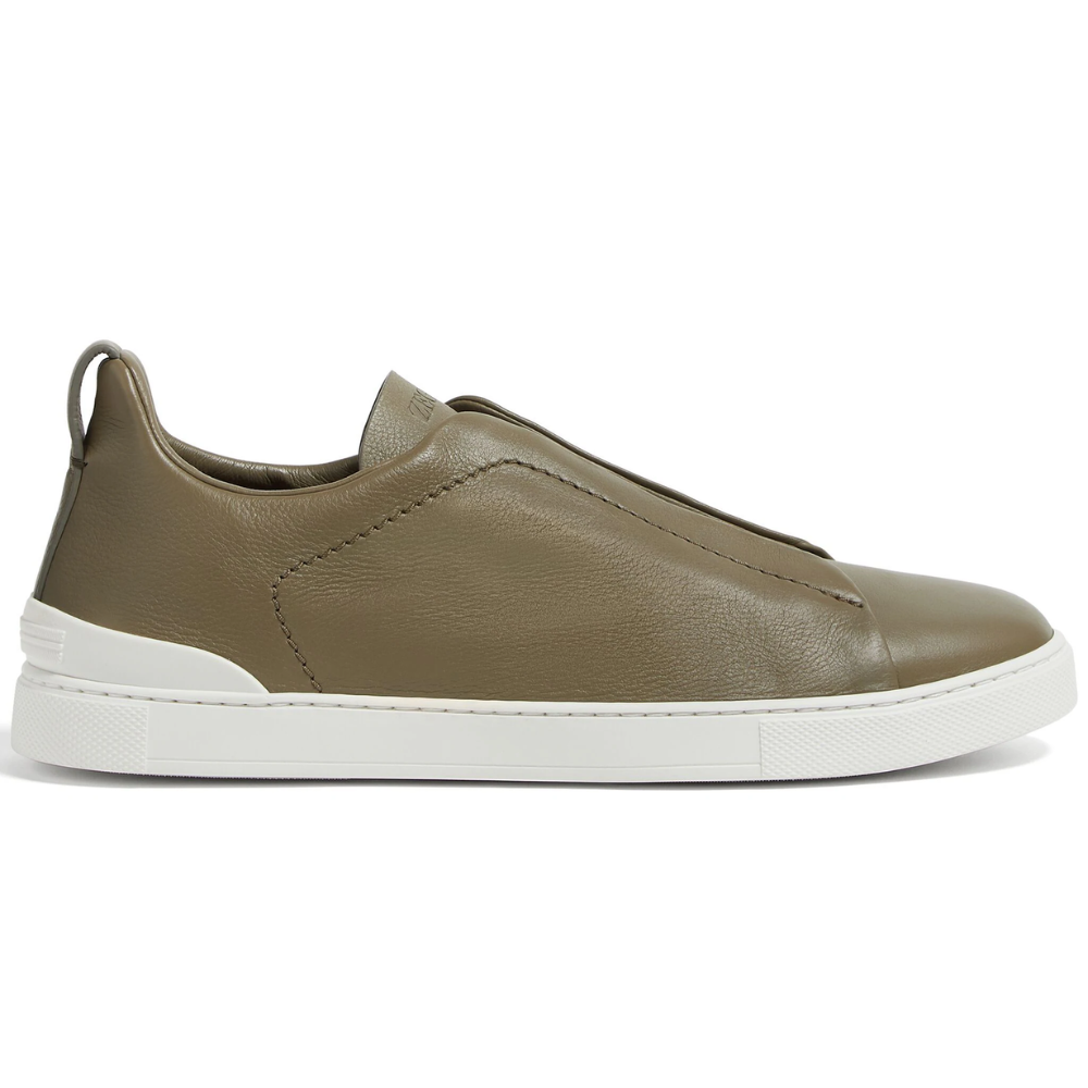 Zegna Triple Stitch leather sneakers "olive green"
