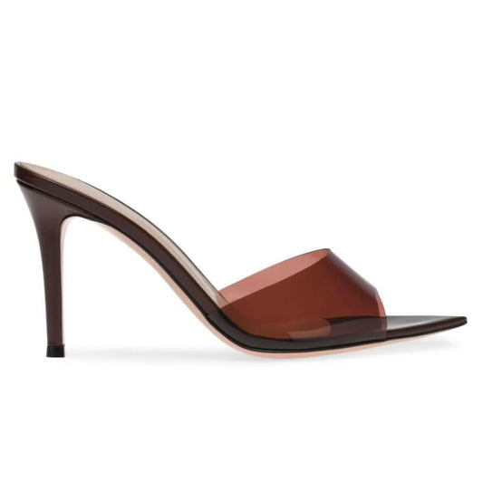Gianvito Rossi Elle 85mm point-toe mules "Brown" - kickpit