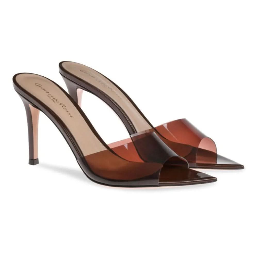Gianvito Rossi Elle 85mm point-toe mules "Brown" - kickpit