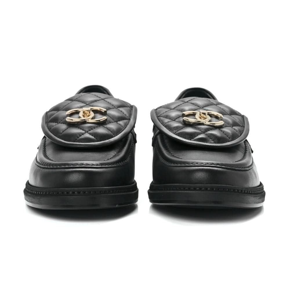 CHANEL Lambskin Quilted CC Turnlock Loafers 41 Black - kickpit