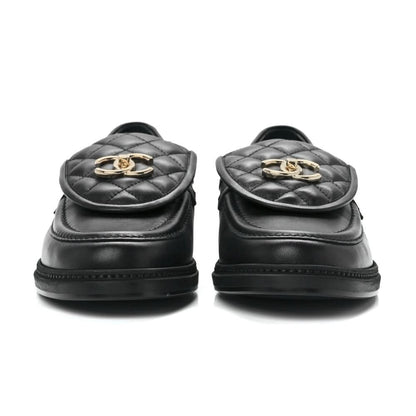 CHANEL Lambskin Quilted CC Turnlock Loafers 41 Black - kickpit