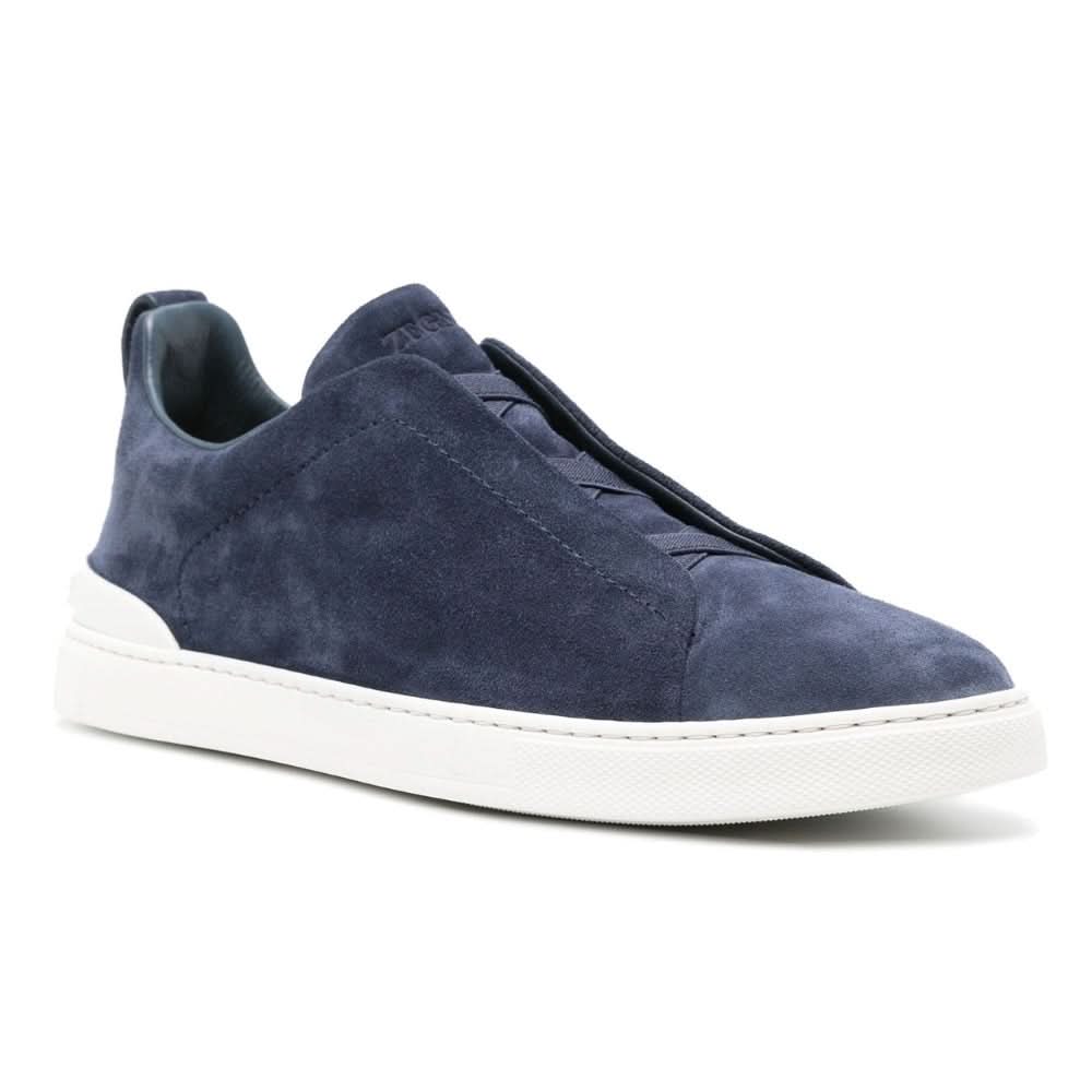 Zegna Triple Stitch suede sneakers "Blue" - kickpit