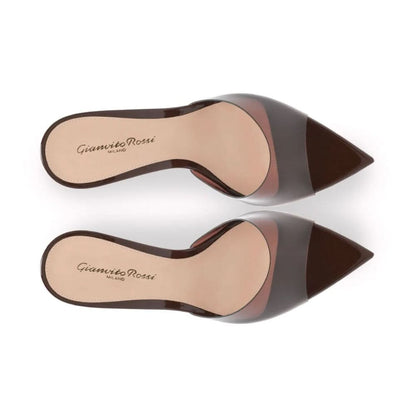 Gianvito Rossi Elle 85mm point-toe mules "Brown" - kickpit