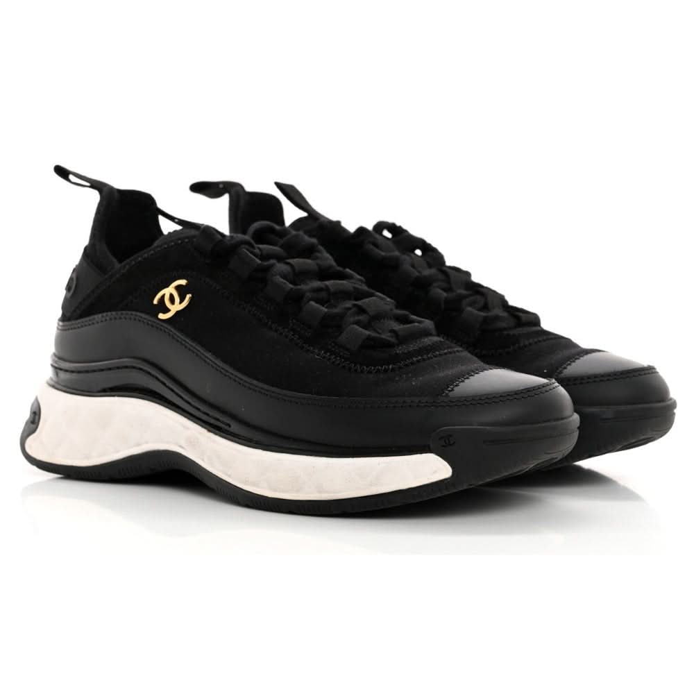 Chanel Velvet Calfskin & Mixed Fibers Sneaker 'Black' - kickpit