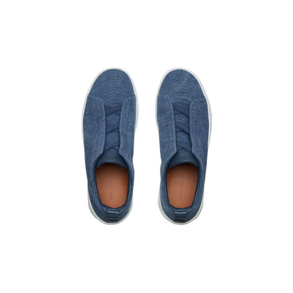 Zegna Blue Canvas Triple Stitch™ Sneakers