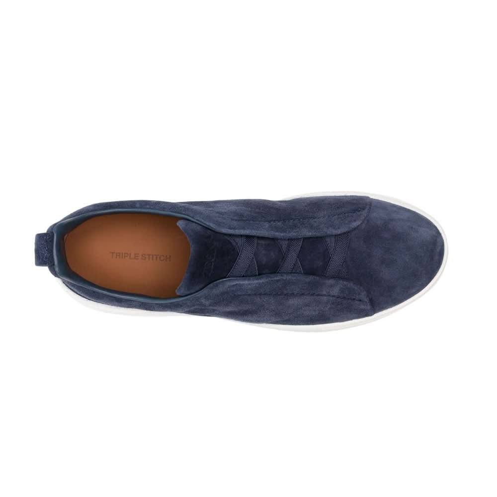 Zegna Triple Stitch suede sneakers "Blue" - kickpit