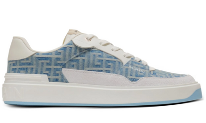 Balmain B-Court Flip sneakers in monogrammed denim "Navy"