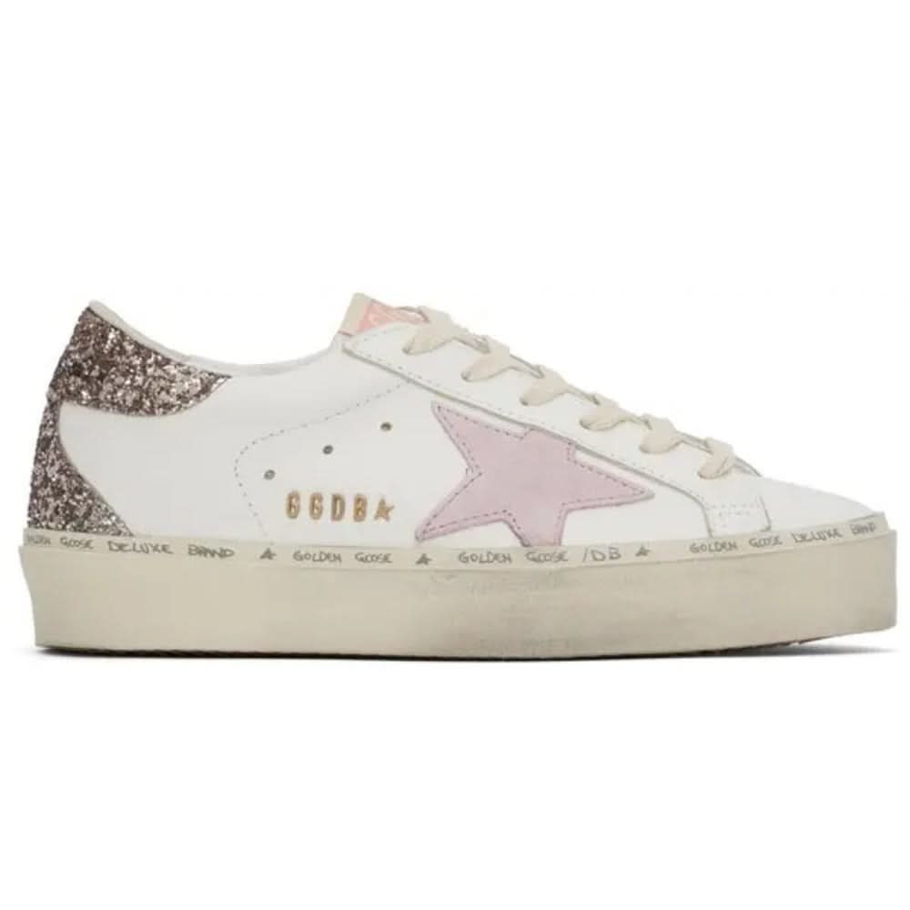 Golden Goose Hi Star 'White Antique Pink Glitter' - kickpit
