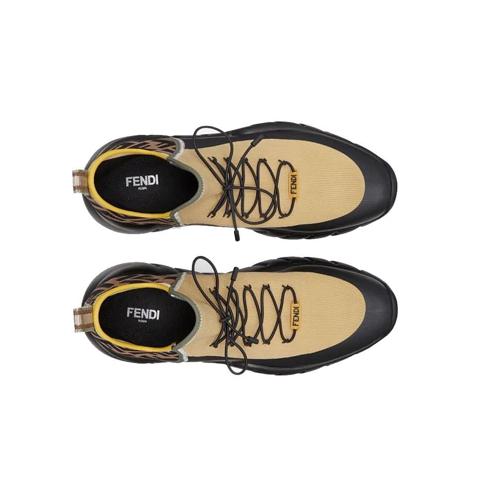 Fendi Ff Motif Mesh Slip-on Sneakers In Beige - kickpit