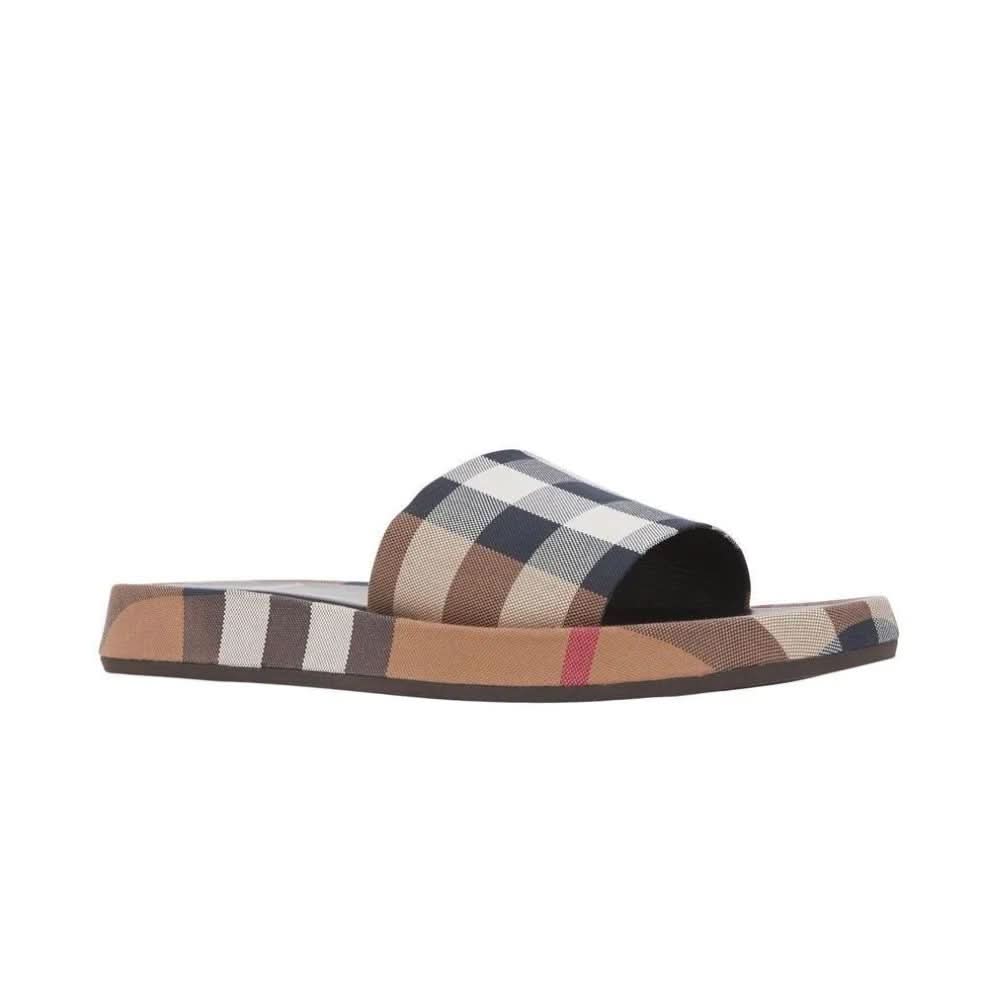 Burberry check-print cotton slides - kickpit