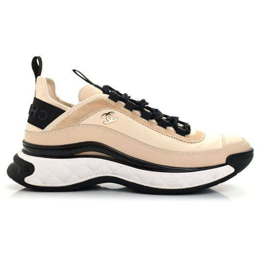Chanel Velvet Calfskin & Mixed Fibers Sneaker 'Beige' - kickpit