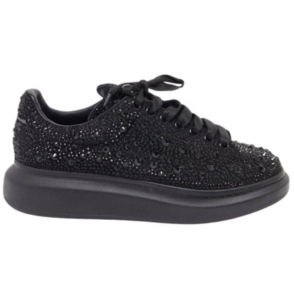 Alexander McQueen oversized Black Crystal Embellished Leather Oversized Sneakers - kickpit