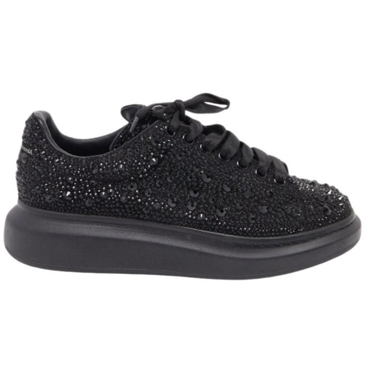 Alexander McQueen oversized Black Crystal Embellished Leather Oversized Sneakers - kickpit
